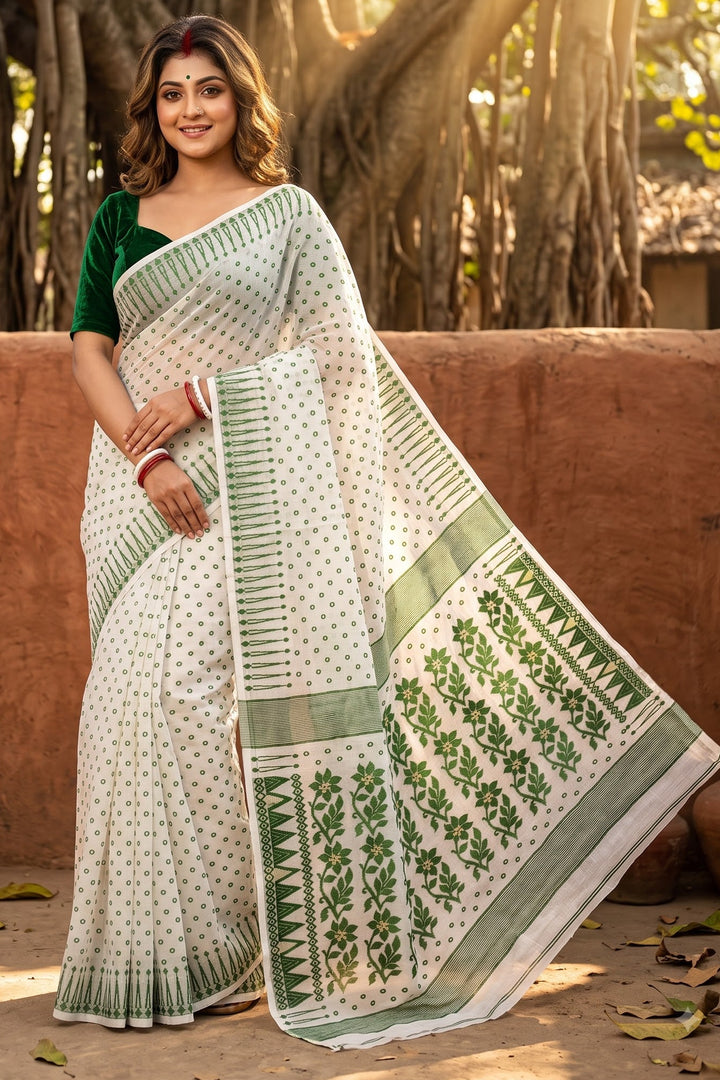 Basanti Bela Bengal Jamdani Saree