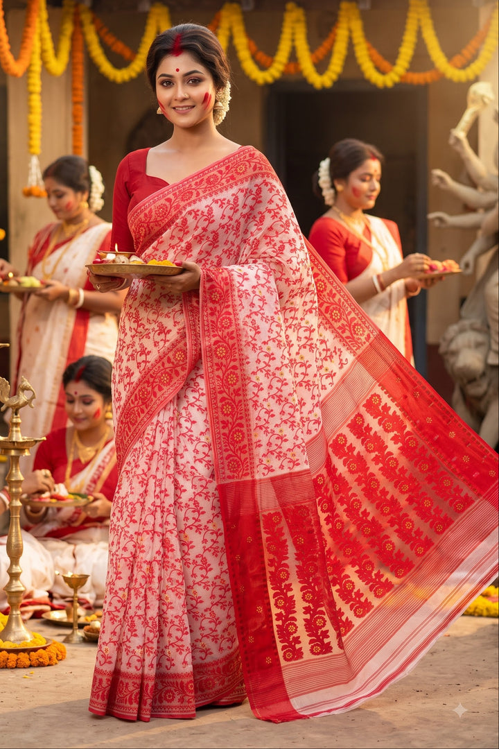 Sindurbela Bengal Jamdani Saree