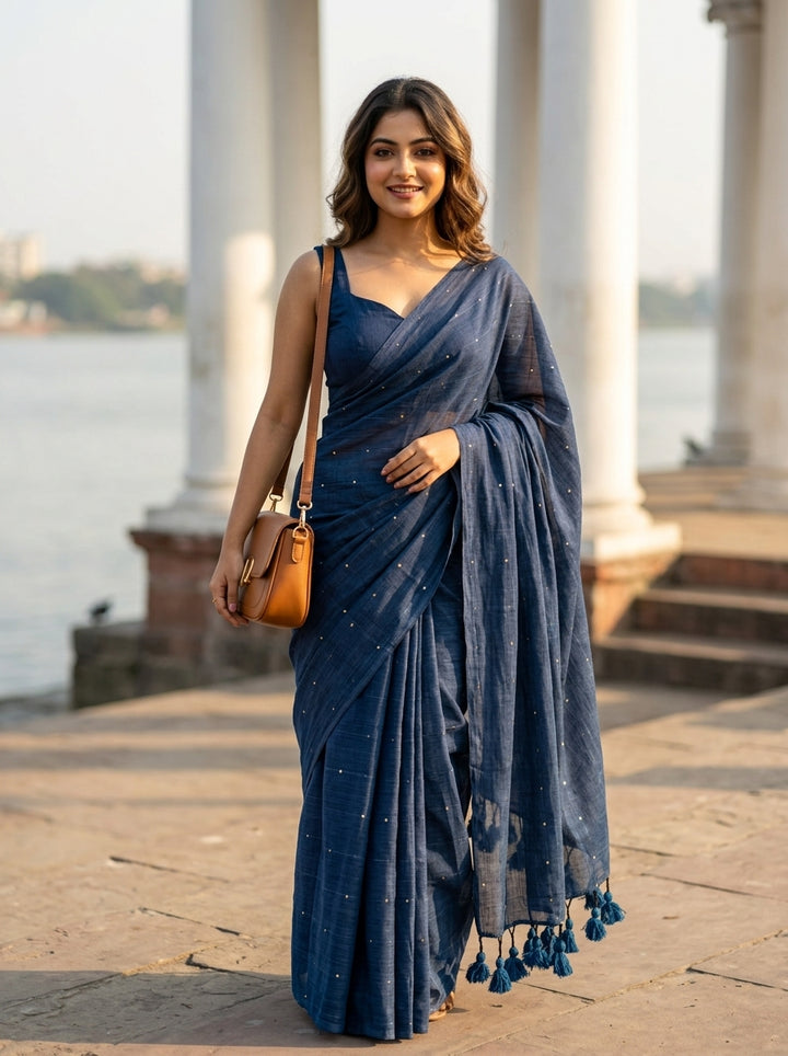 Kumkum Kavya  Khadi Cotton Sequence Saree