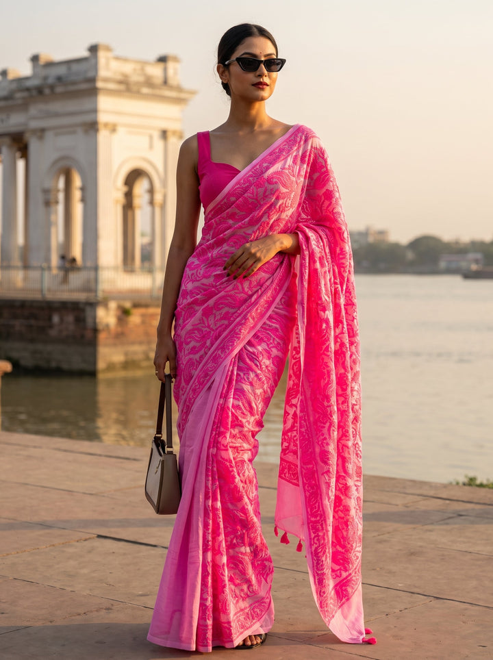 Petals & Paisley Mul Cotton Saree