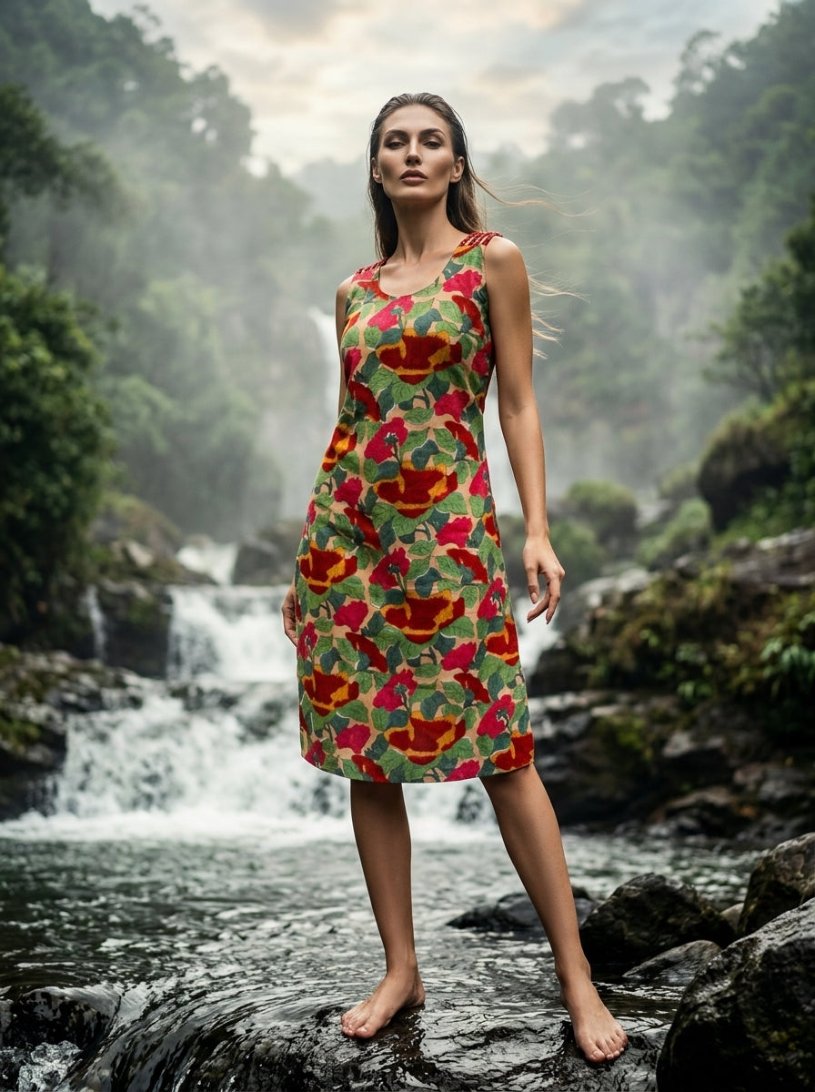Noir Nova - Rapid Printied  Pure Sustainable  Kurti (With Braided Strap)