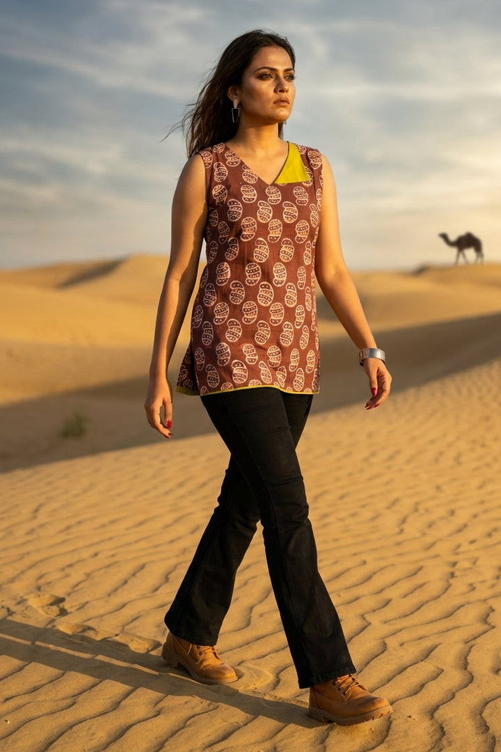 Smartness freak -Sustainable Bagru Print Ethnic Top