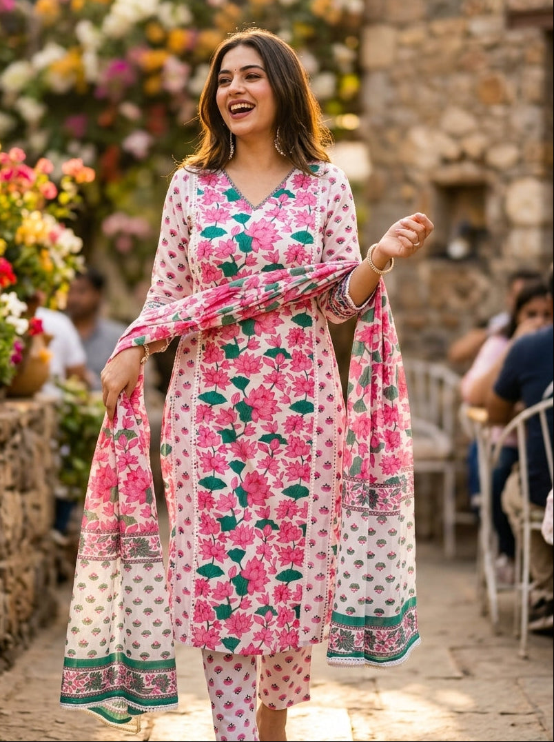 World In Color Cotton Kurti Set