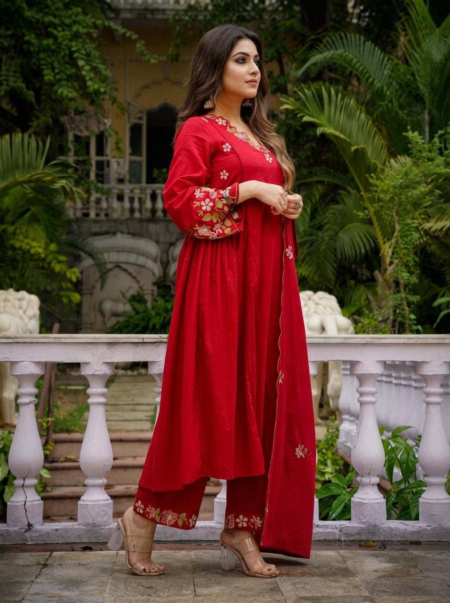 Mystic Aura Chanderi Silk Kurti Set