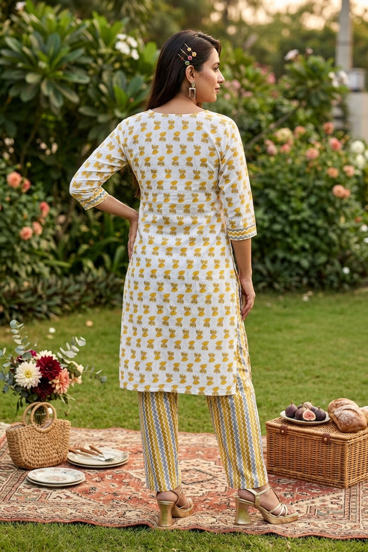 Yellow Petal Kurti Set