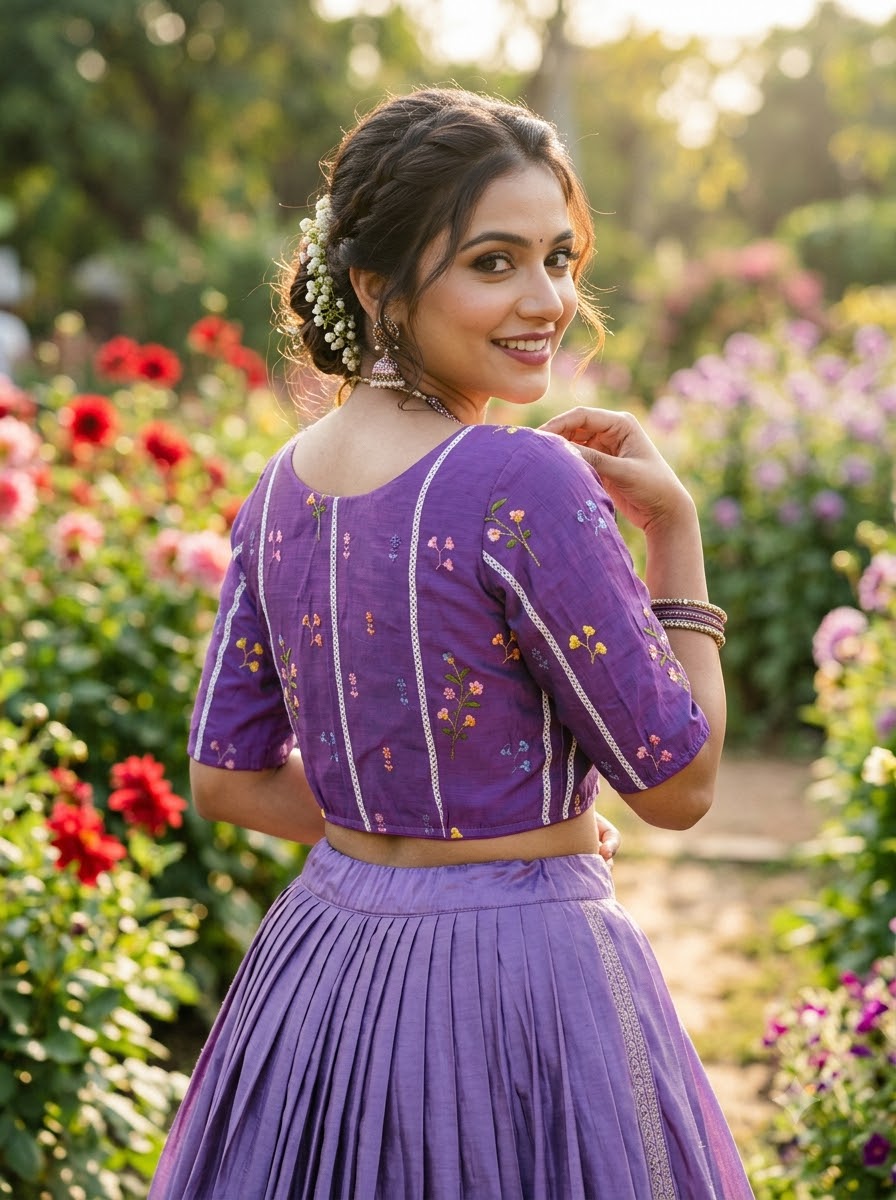 Eden Blossom Chanderi Silk Embroidered Blouse