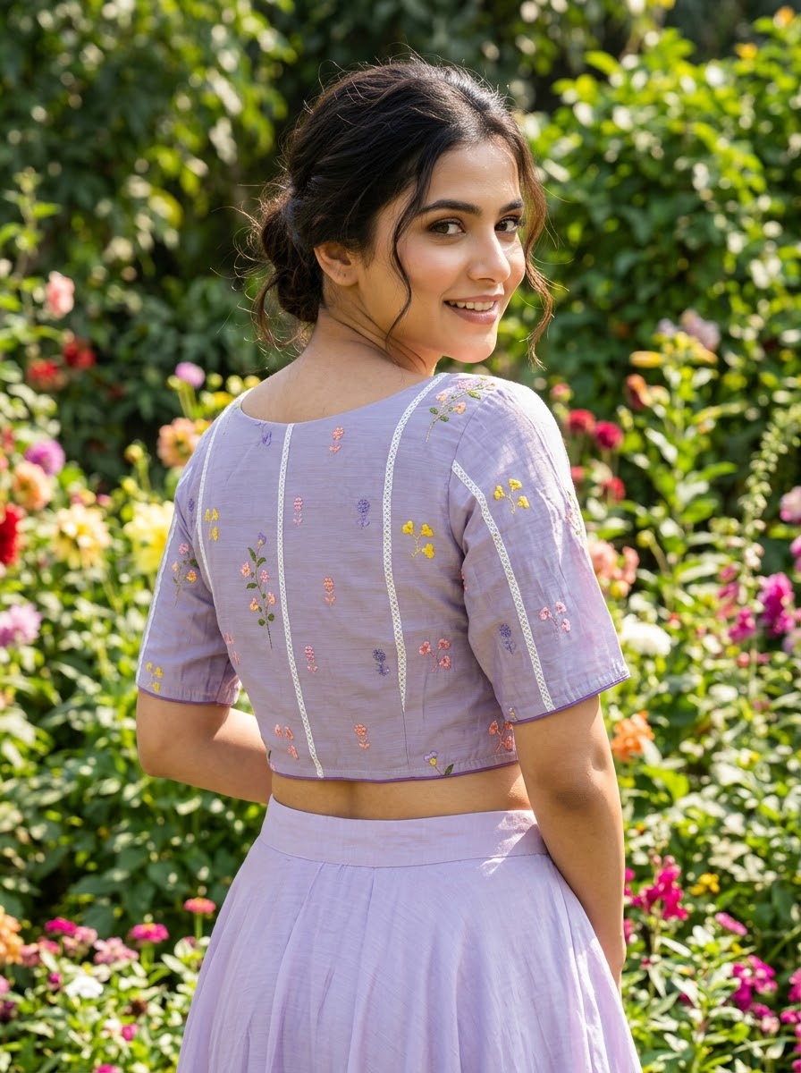 Eden Blossom Chanderi Silk Embroidered Blouse