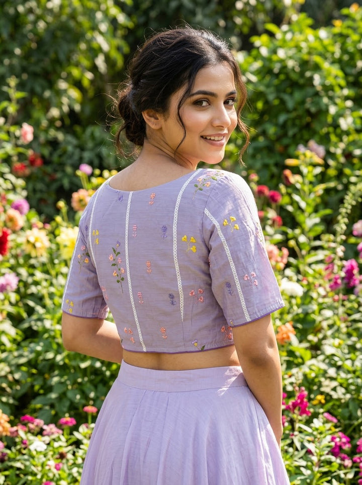 Eden Blossom Chanderi Silk Embroidered Blouse