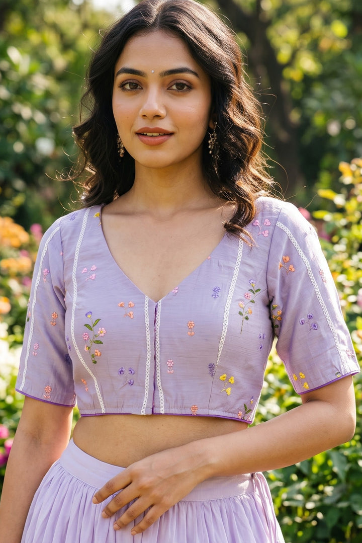 Eden Blossom Chanderi Silk Embroidered Blouse