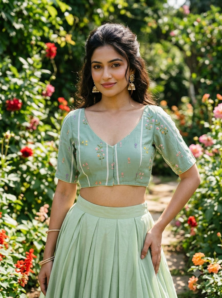 Eden Blossom Chanderi Silk Embroidered Blouse