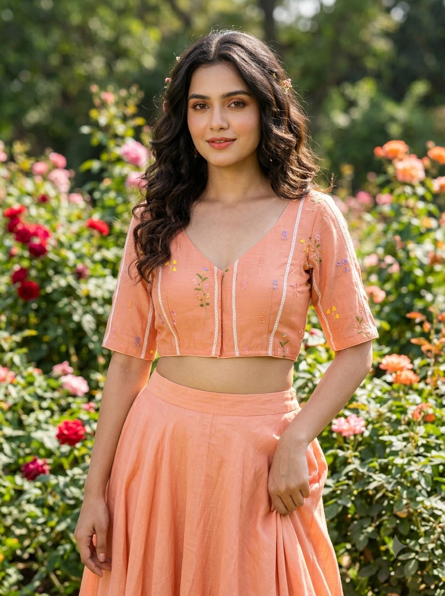 Eden Blossom Chanderi Silk Embroidered Blouse