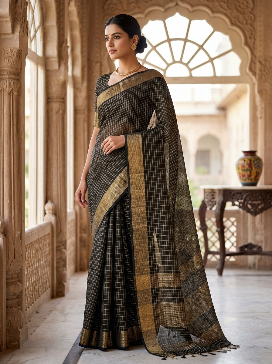 Kahaani Pure Handwoven Linen Saree