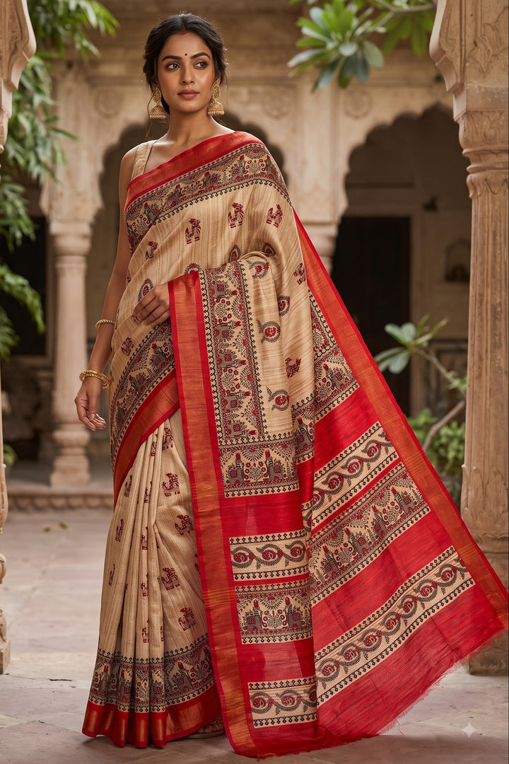 Aabhaangi  Ghicha Tussar Silk Saree