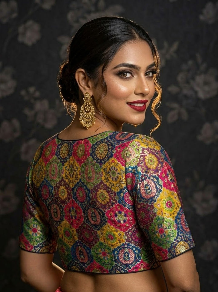 Crown on Repeat- Katan Silk Banarasi Blouse