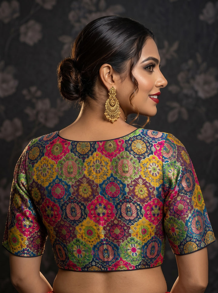 Crown on Repeat- Katan Silk Banarasi Blouse