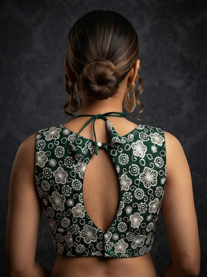 The Glam Edit Vichitra Silk Embroidered Blouse