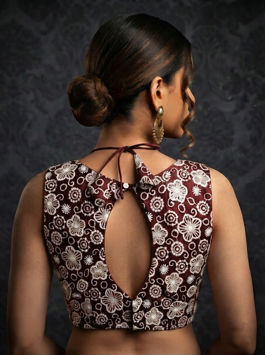 The Glam Edit Vichitra Silk Embroidered Blouse