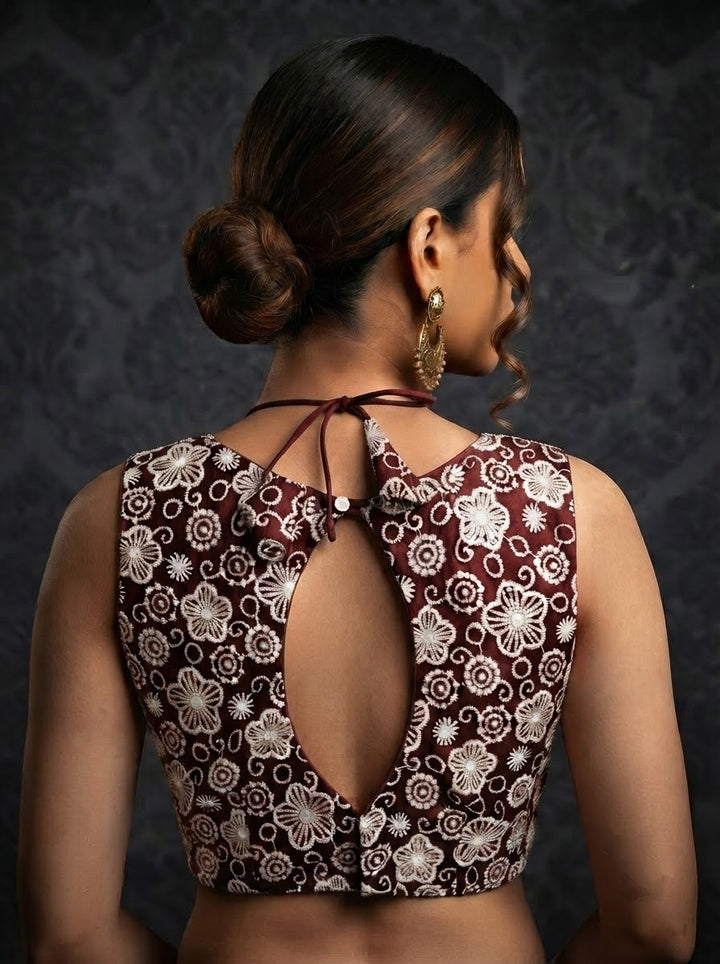 The Glam Edit Vichitra Silk Embroidered Blouse
