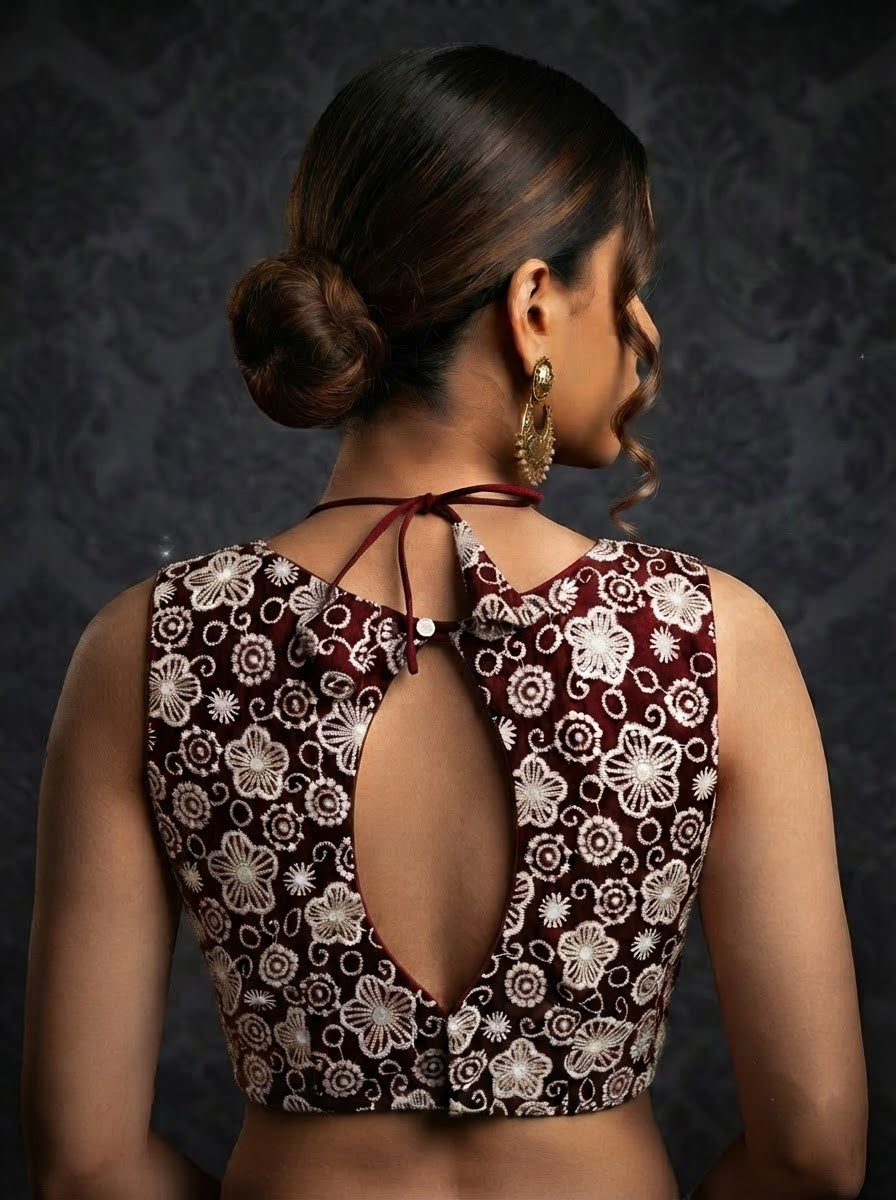 The Glam Edit Vichitra Silk Embroidered Blouse