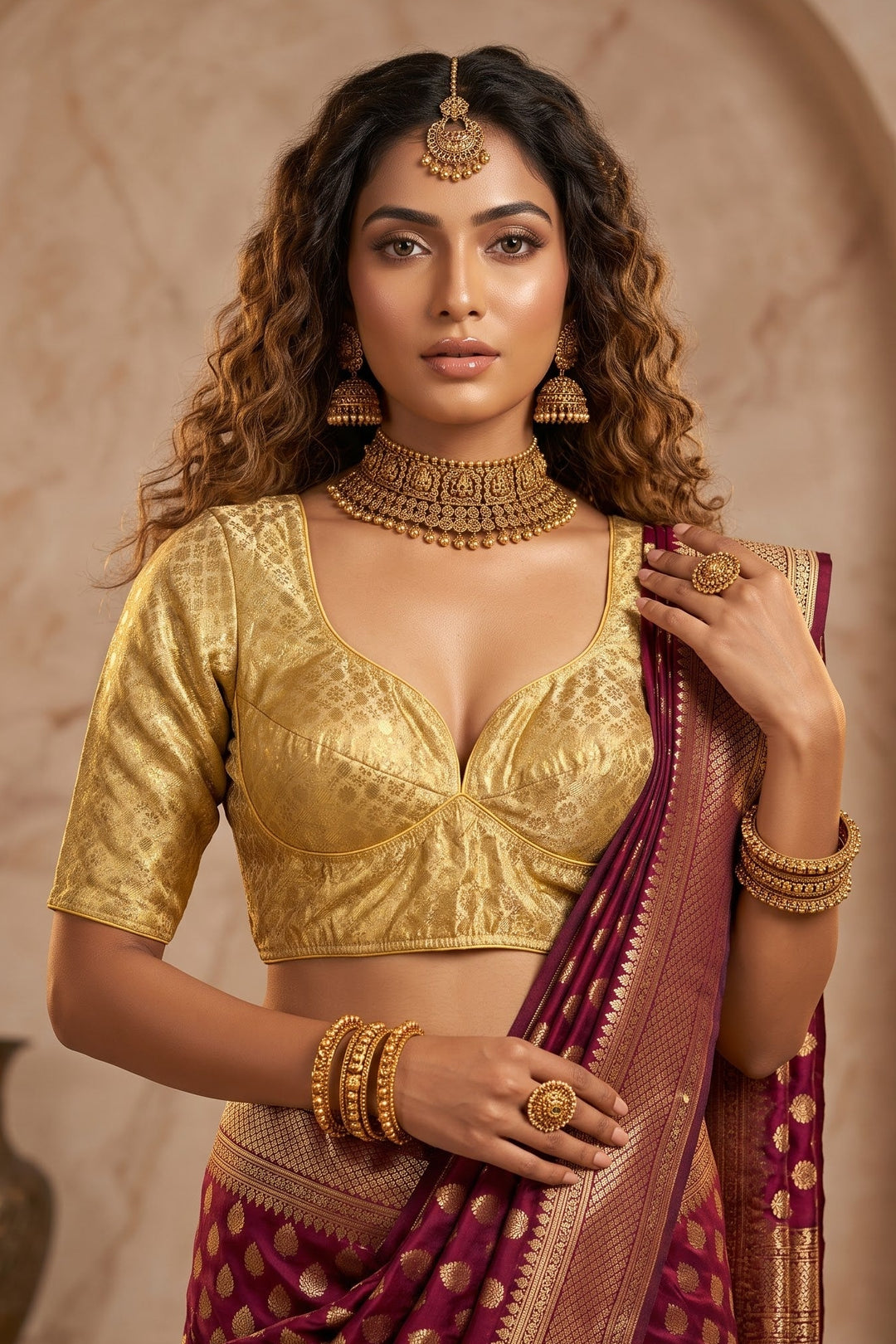 Golden Shine Brocade Blouse