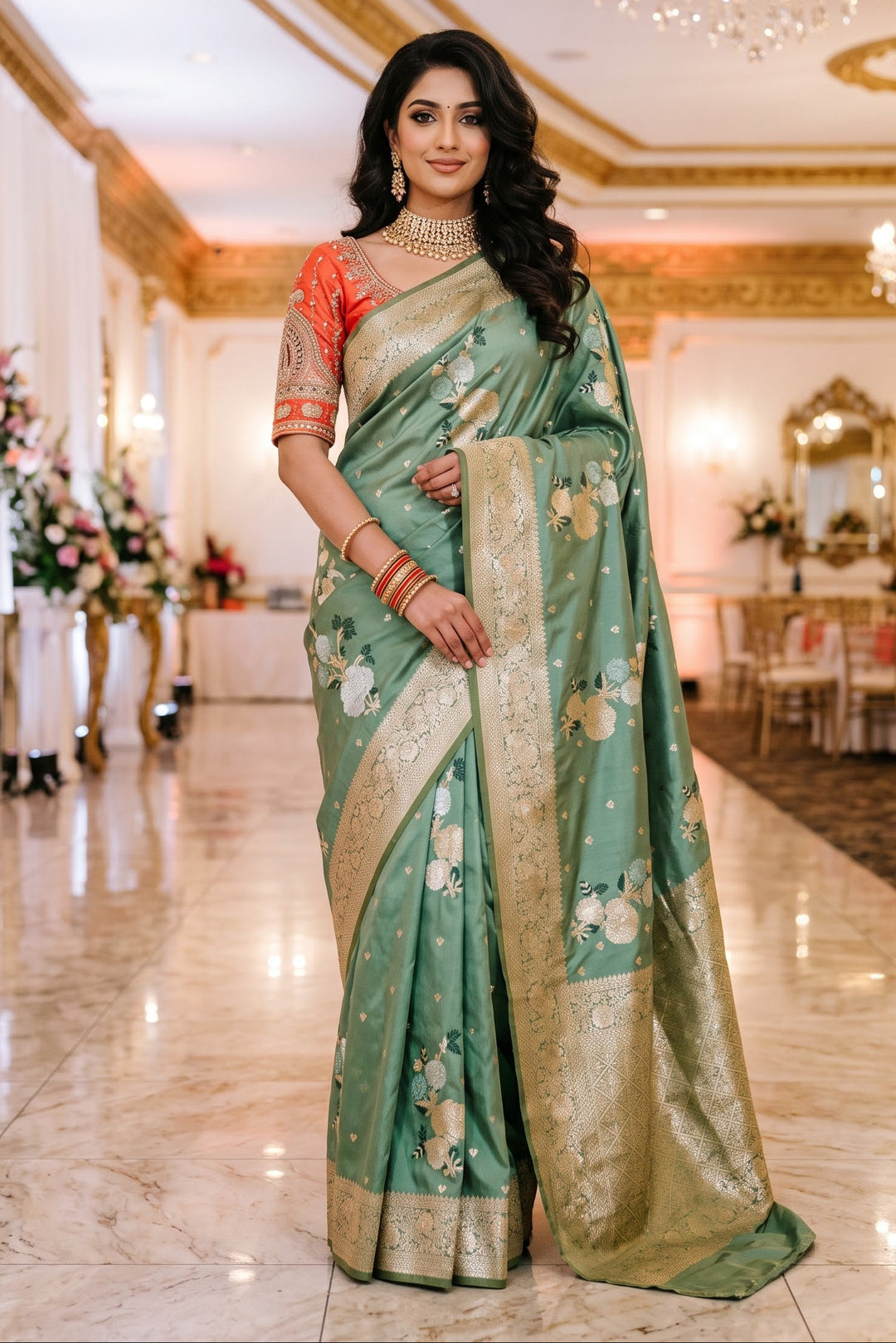 Bridal Swarna Silk Jacquard Weaving Saree