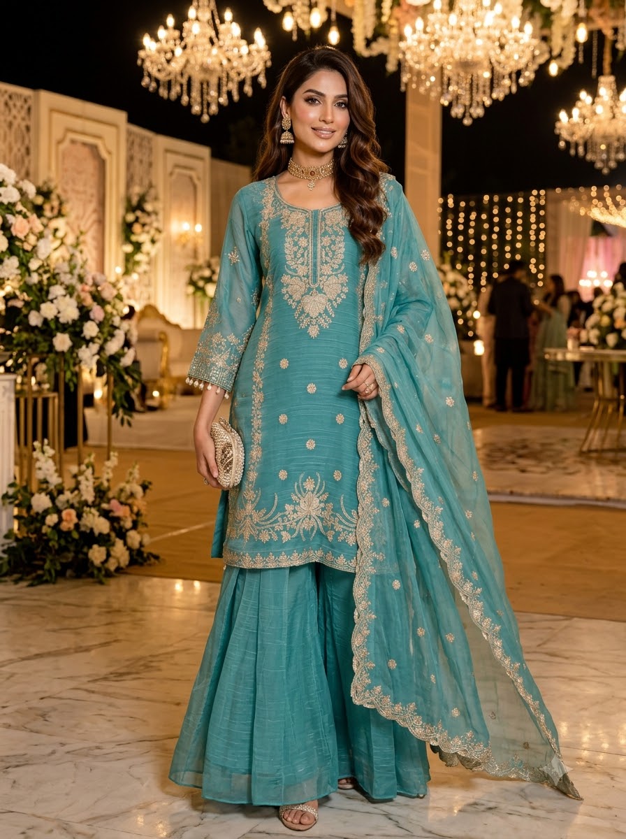 Palace of Dreams Chanderi Silk Embroidered Kurti Set