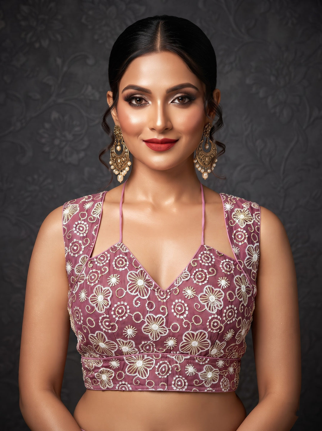 The Glam Edit Vichitra Silk Embroidered Blouse