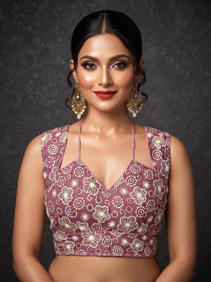 The Glam Edit Vichitra Silk Embroidered Blouse