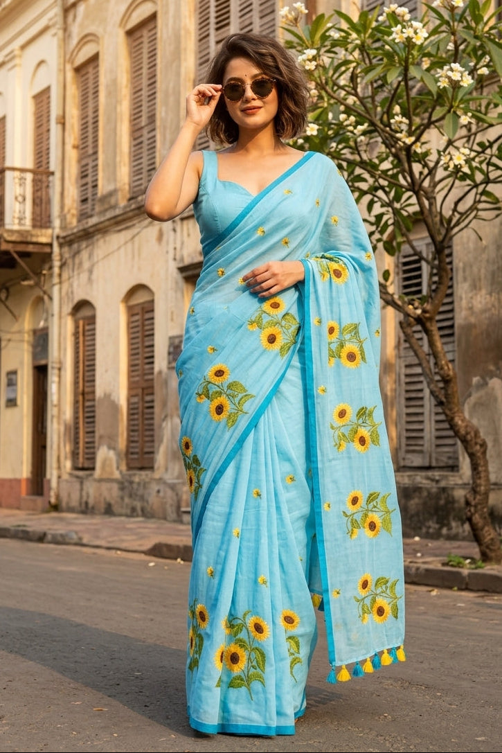 Sunflower Kiran Mul Cotton Saree
