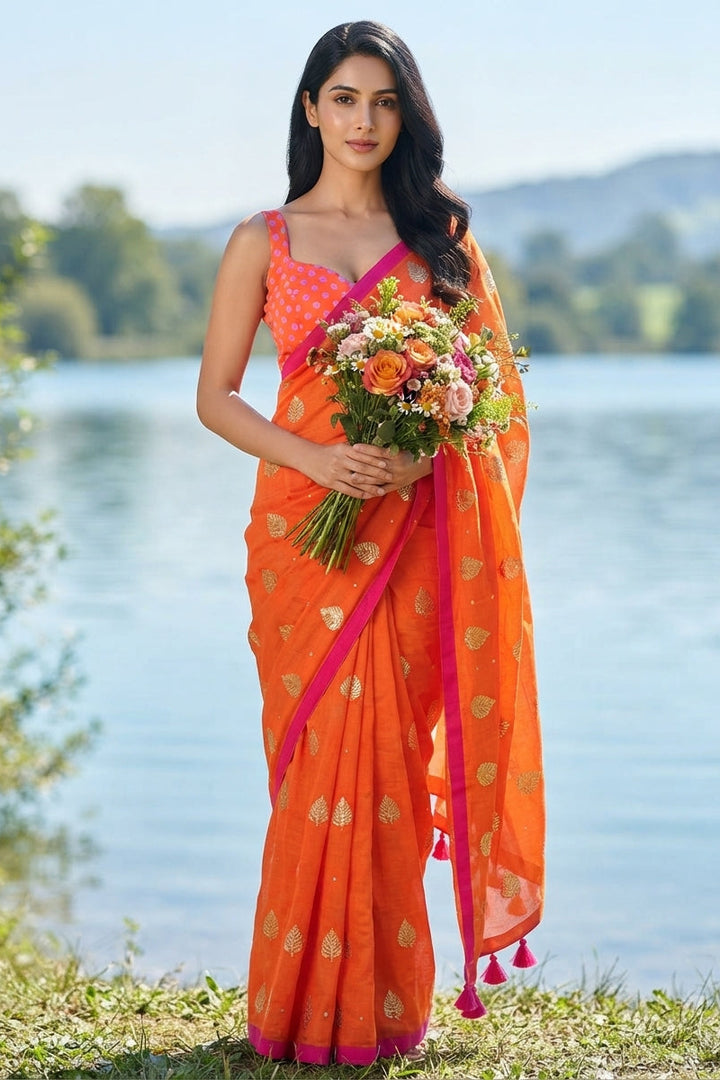 Mandarin Muse Mul Cotton Saree