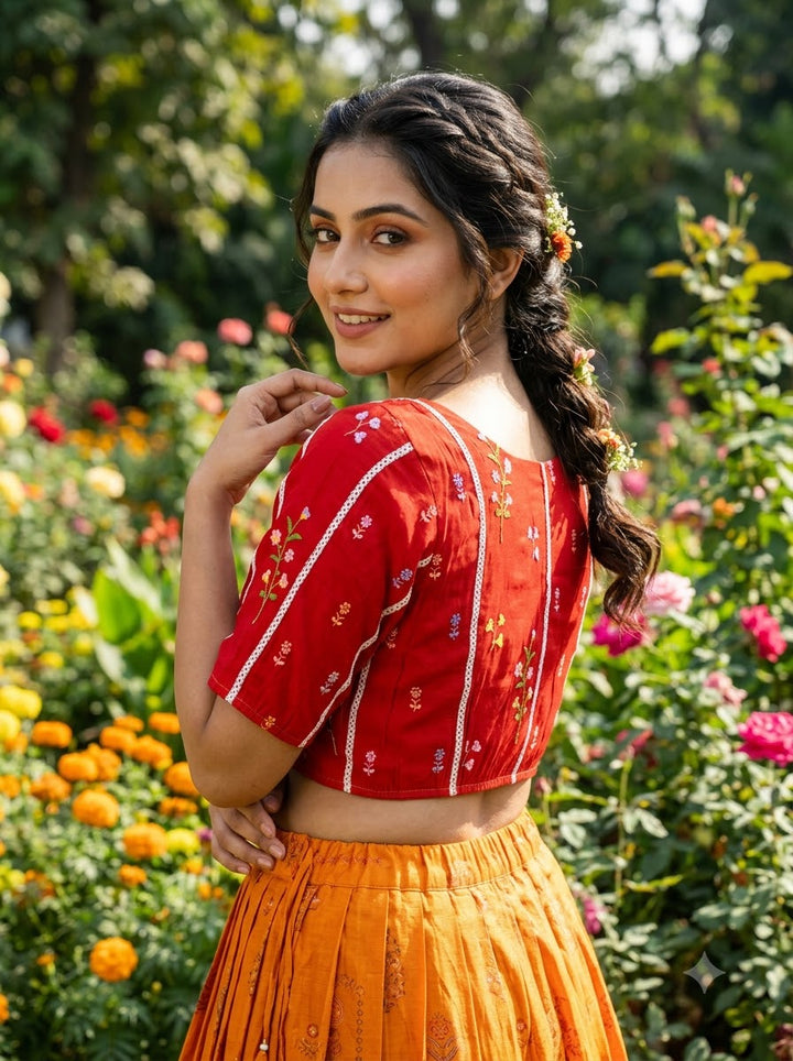 Eden Blossom Chanderi Silk Embroidered Blouse