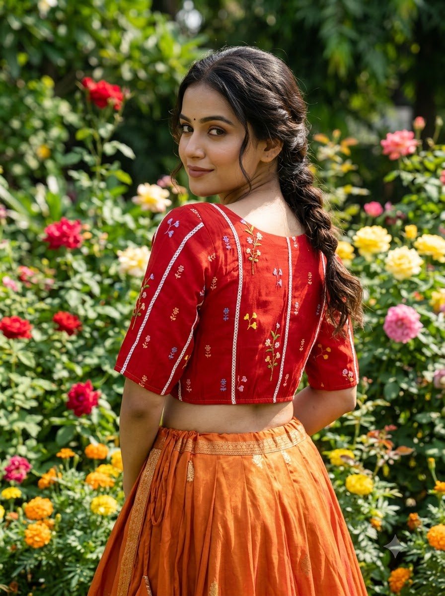 Eden Blossom Chanderi Silk Embroidered Blouse