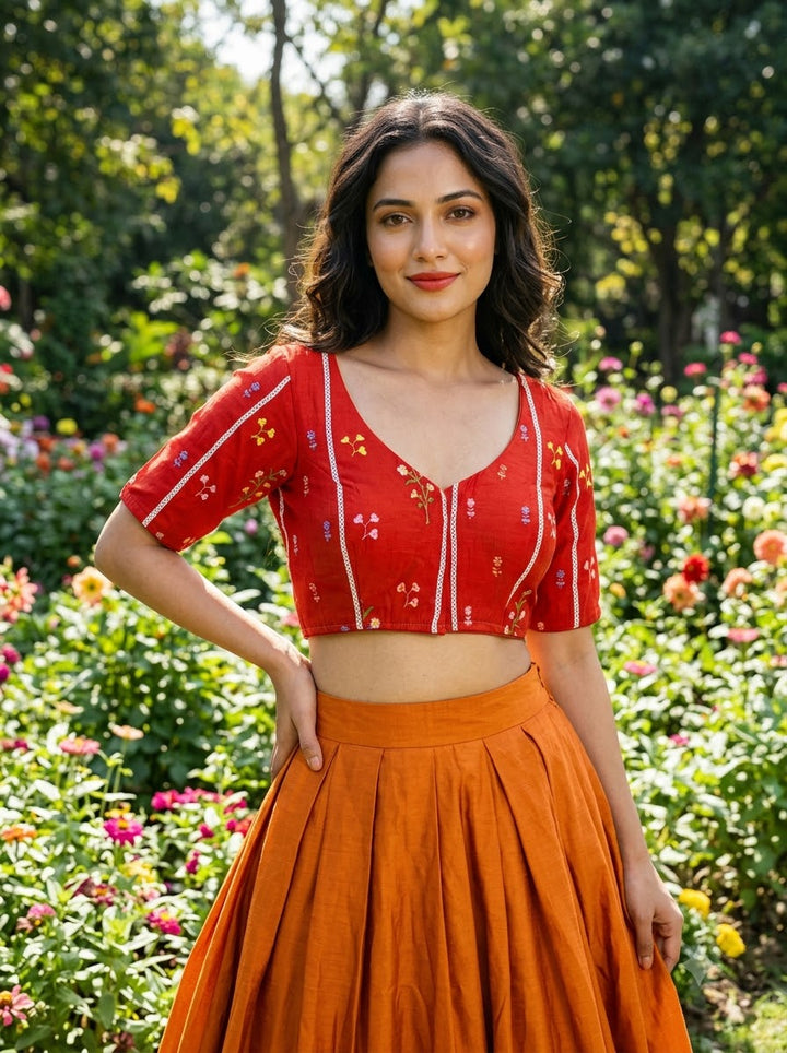 Eden Blossom Chanderi Silk Embroidered Blouse