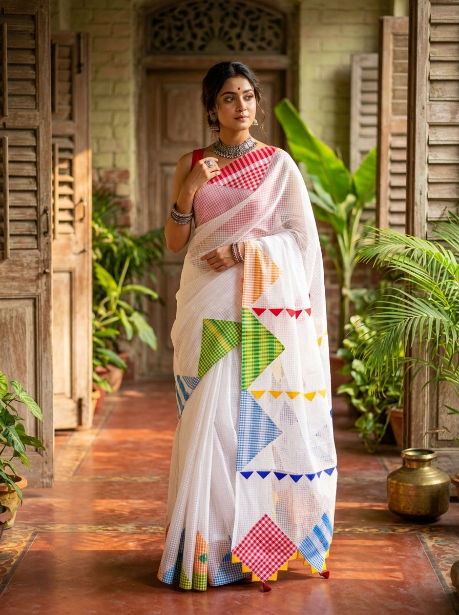Shitol Bonolata Reshom Kota Applique Saree
