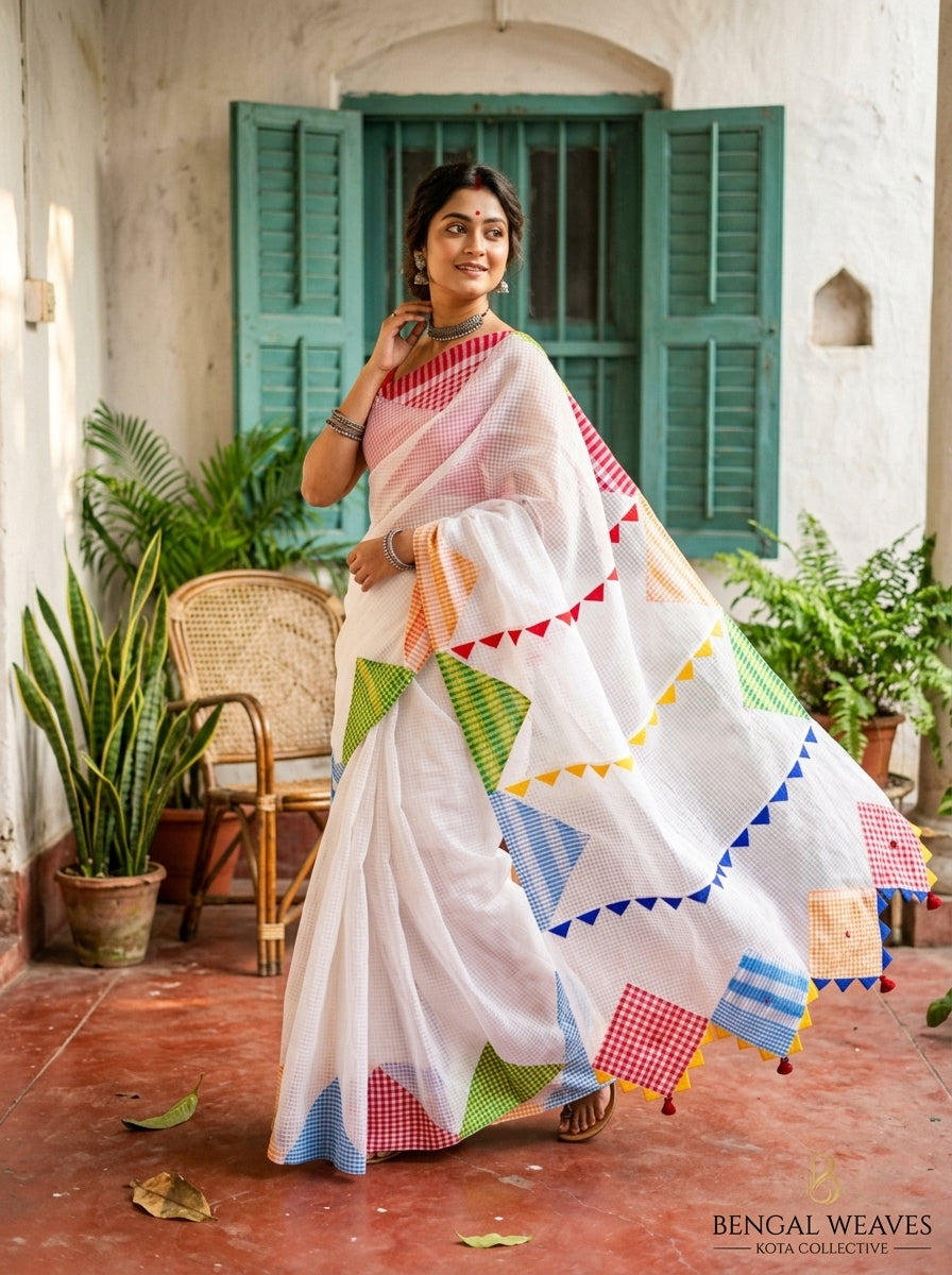 Shitol Bonolata Reshom Kota Applique Saree