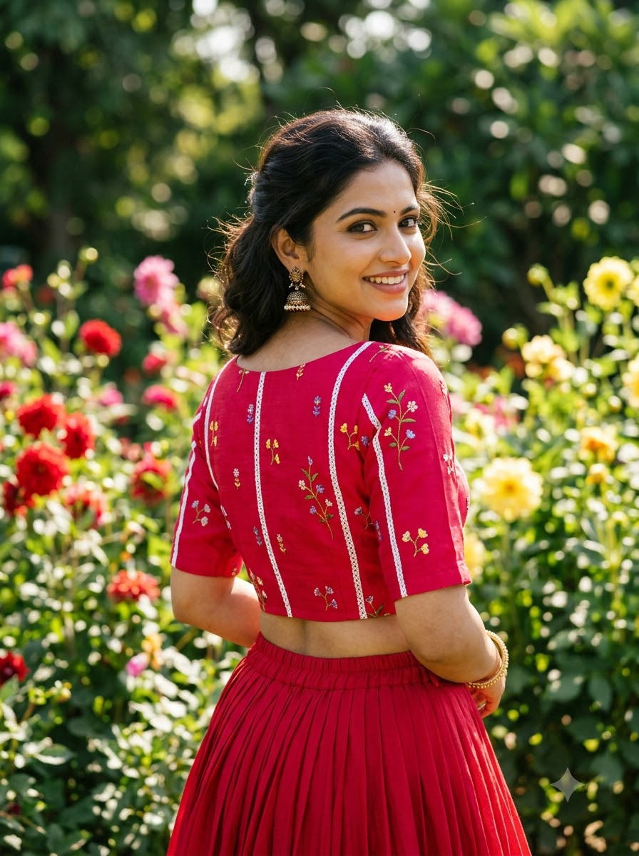 Eden Blossom Chanderi Silk Embroidered Blouse