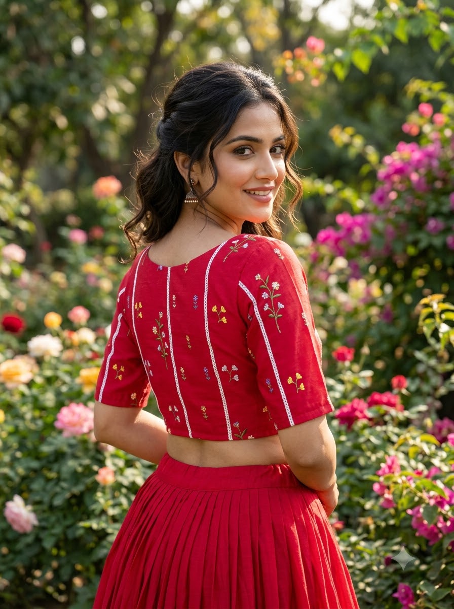 Eden Blossom Chanderi Silk Embroidered Blouse