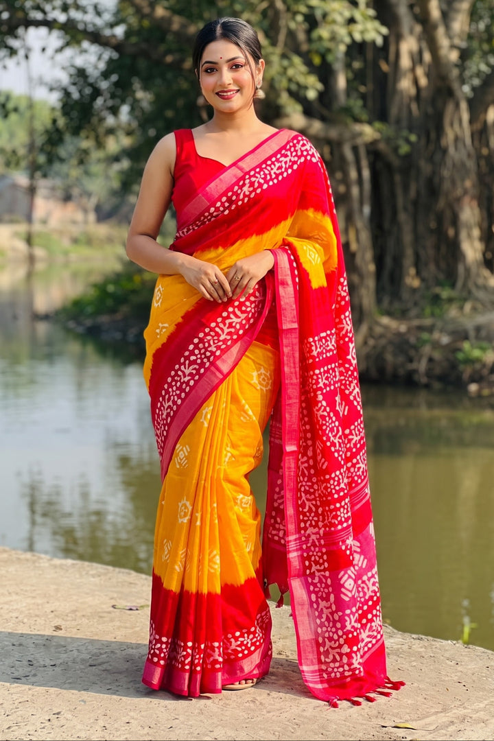 Ronger Porosh (রঙের পরশ) Cotton Linen Saree