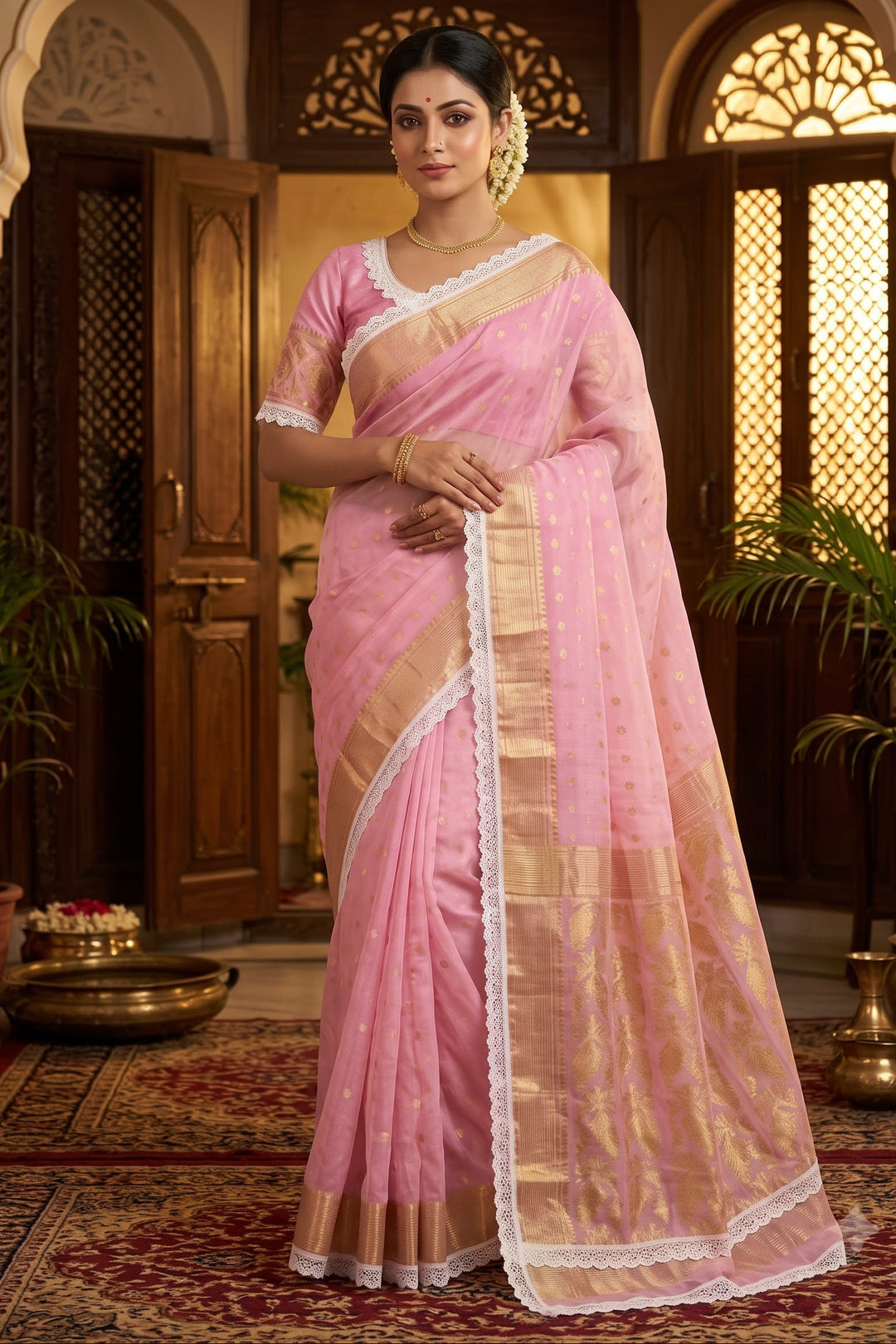 Aradhana Bengal Jamdani Saree with Blouse (Combo)