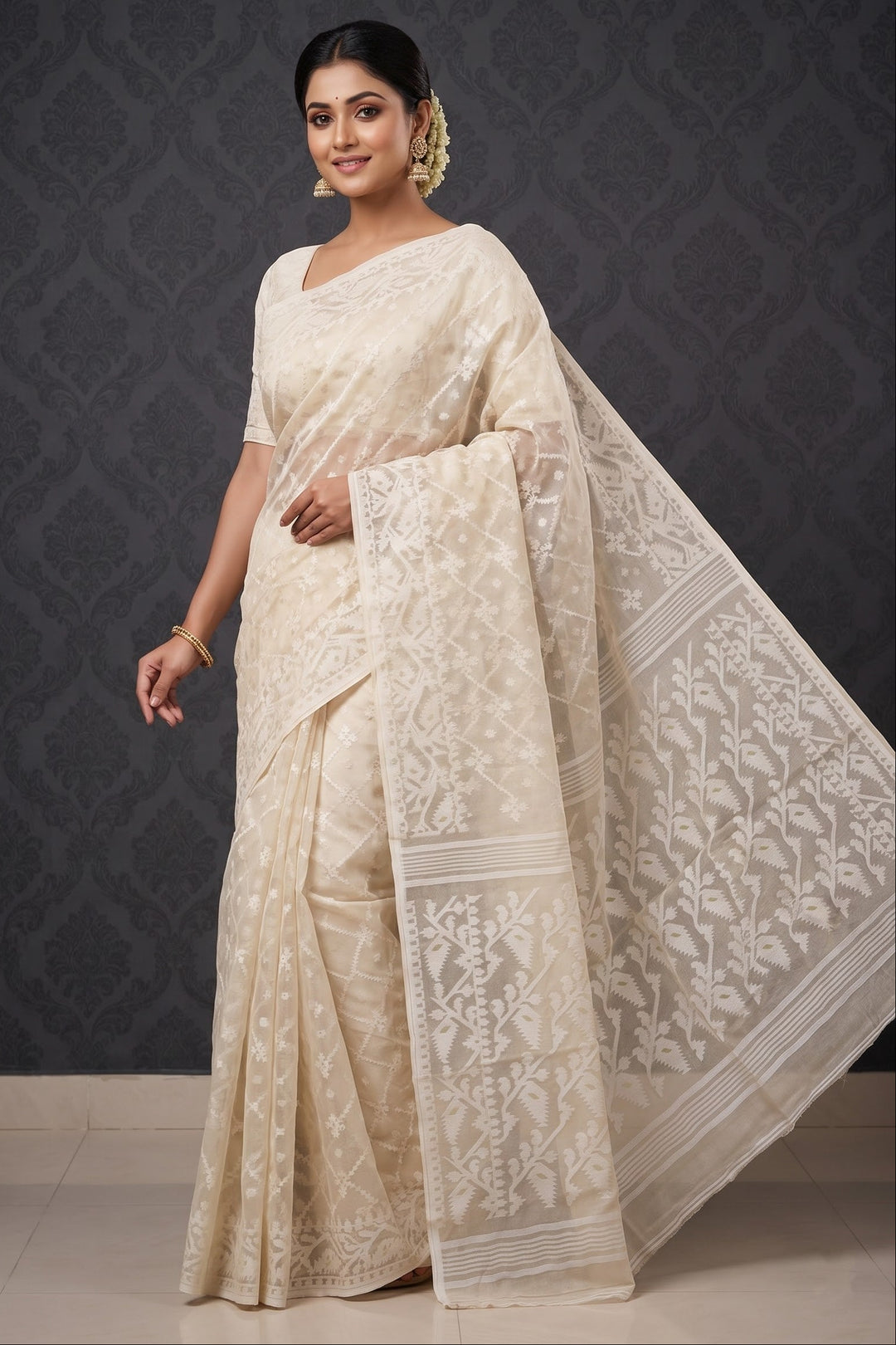 Taantika Karat Dhakai Jamdani Saree