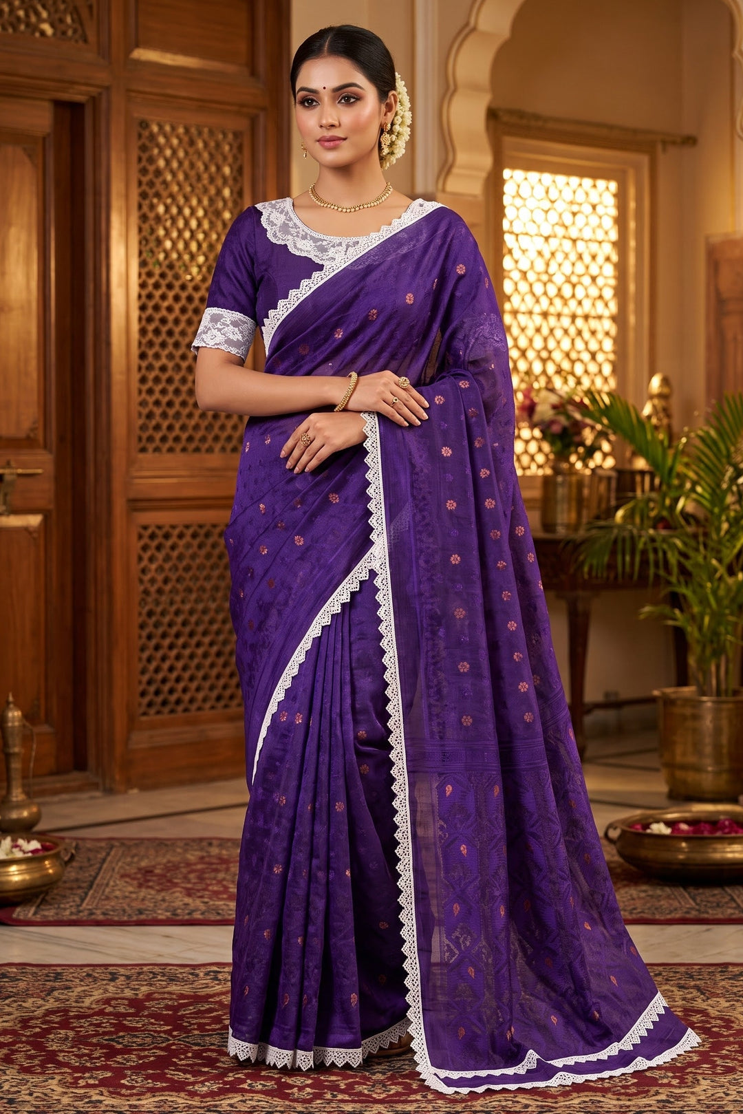 Aradhana Bengal Jamdani Saree with Blouse (Combo)