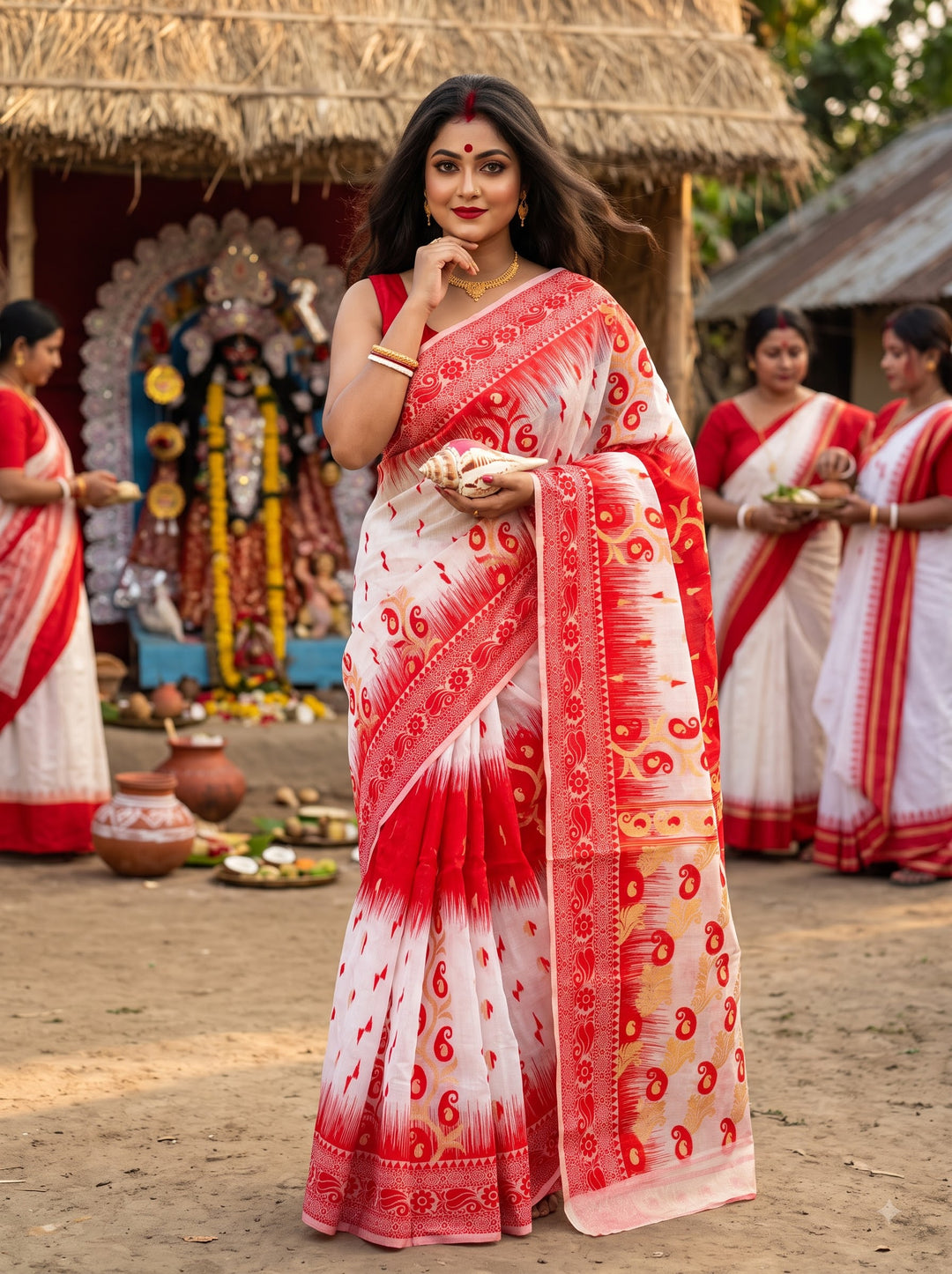 Rajonigandha Bengal Jamdani Saree
