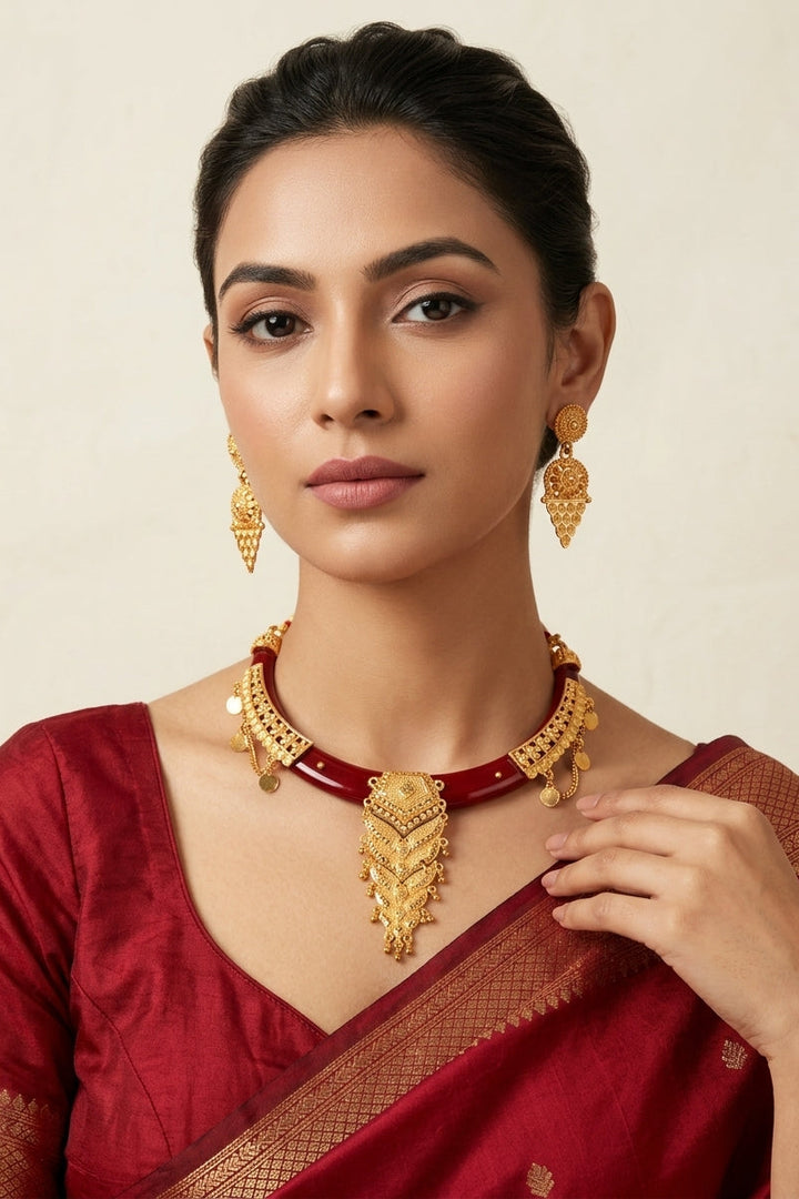 Abhusan Gold Plated Necklace Set