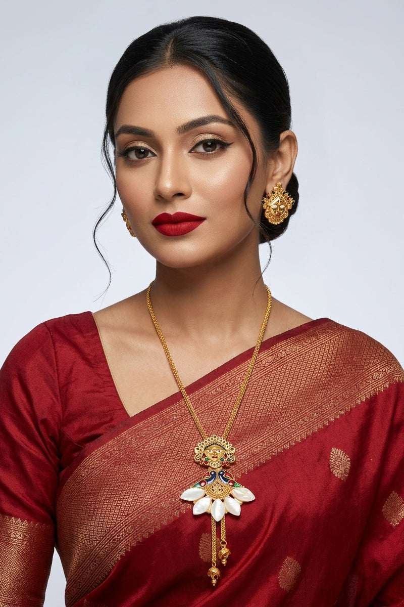 Durga Ma-Sea Shell Gold Plated Necklace Set