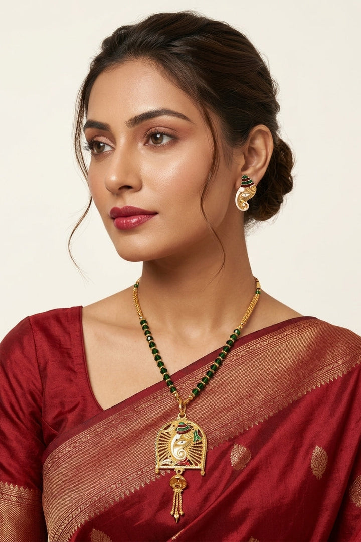 Ganpati Bappa Special Gold Plated Necklace Set