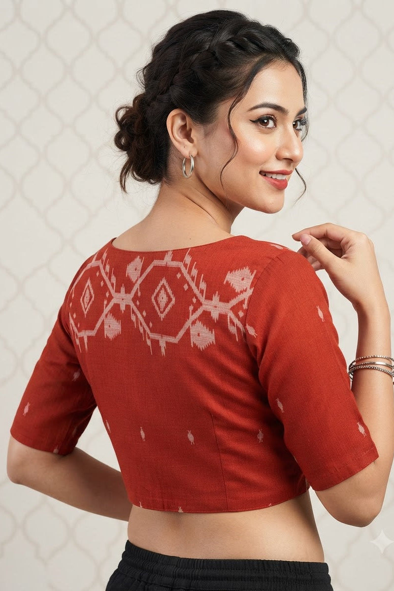 New World Grace – Jamdani Woven Punjabi Collar Blouse