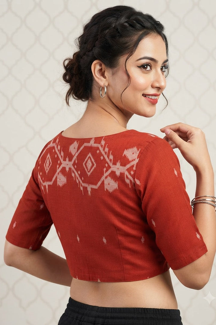 New World Grace – Jamdani Woven Punjabi Collar Blouse