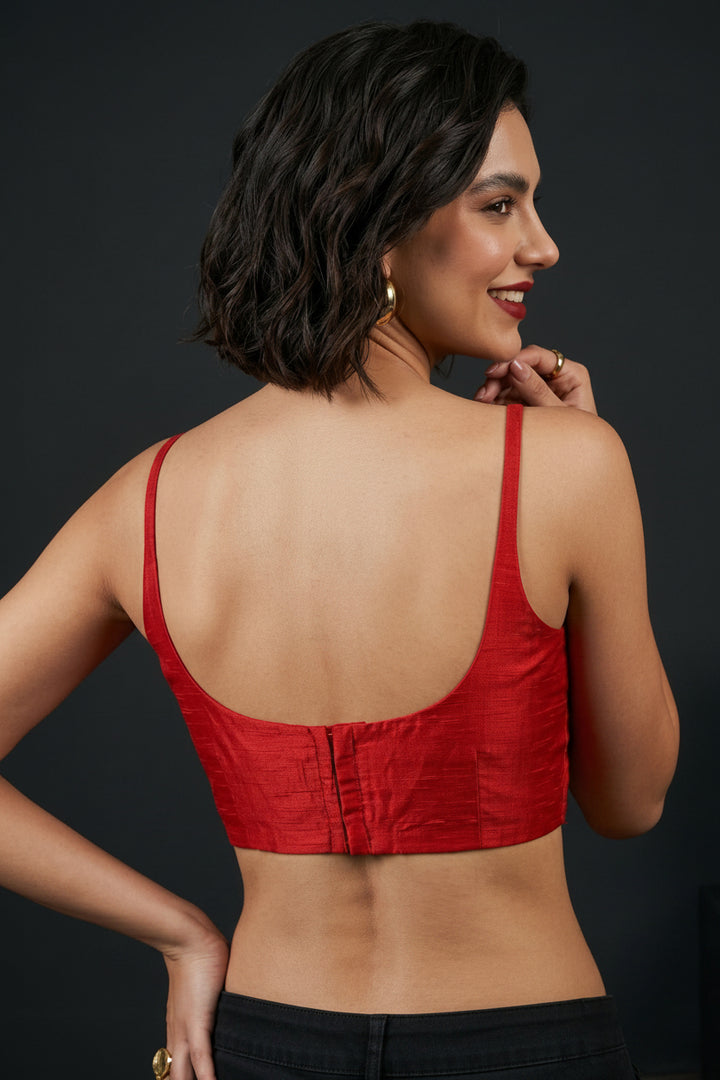Bold Berry Scoop -  Solid Fancy Designer Blouse