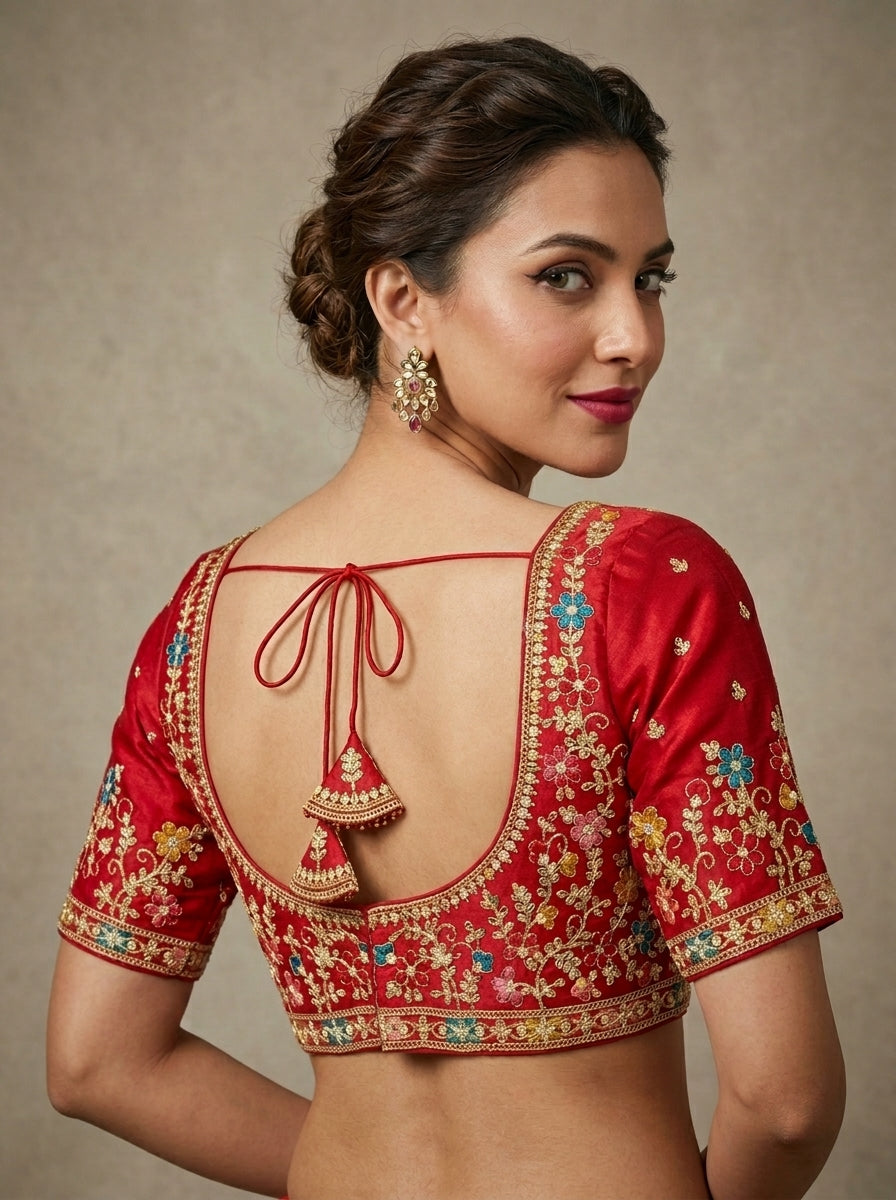 Wedding Red Designer Silk Blouse