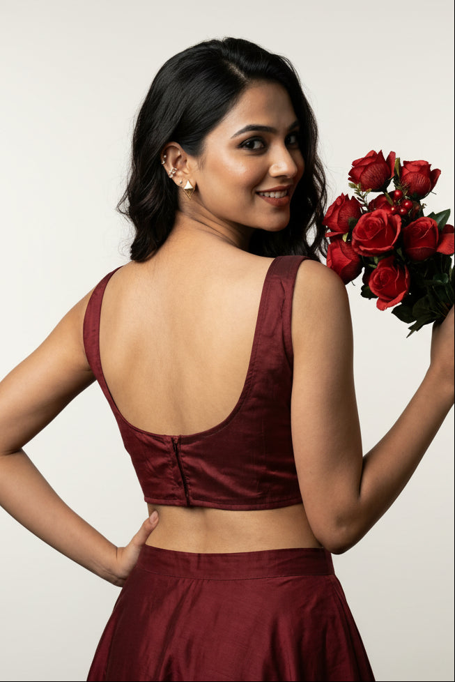 Monarch Maroon Solid Colour Blouse